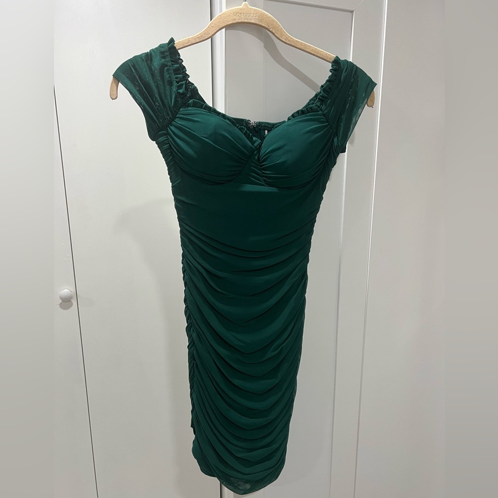 Green Ruched Mini Dress